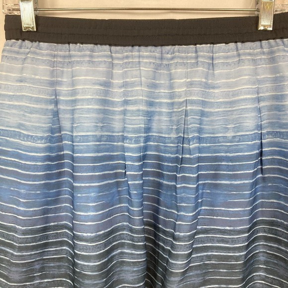 Vince Skirt Womens Sz XS Blue Striped Silk Drawstring A Line Mini - Picture 8 of 8